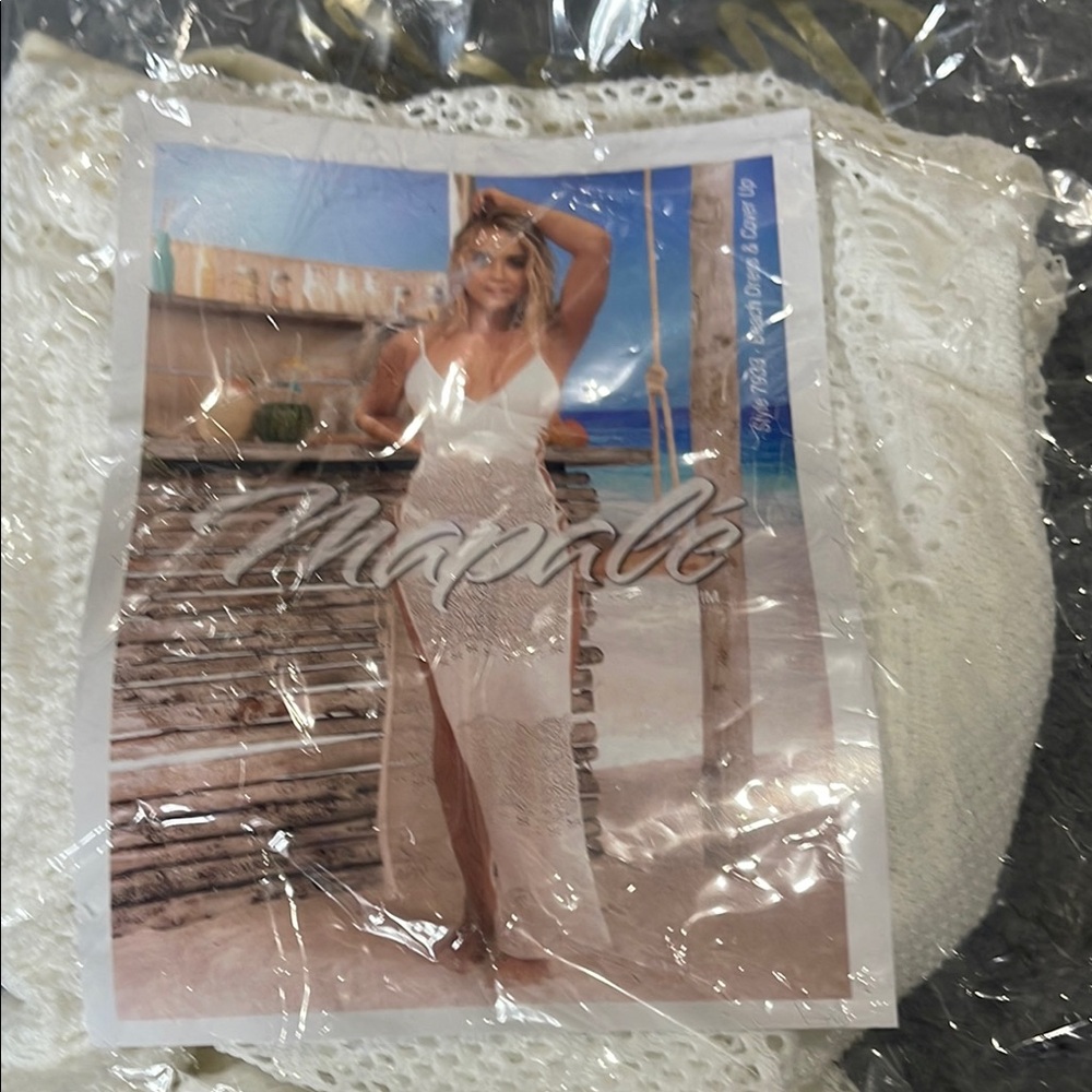 Elegant White Swim Coverup with Sheer Fabric
